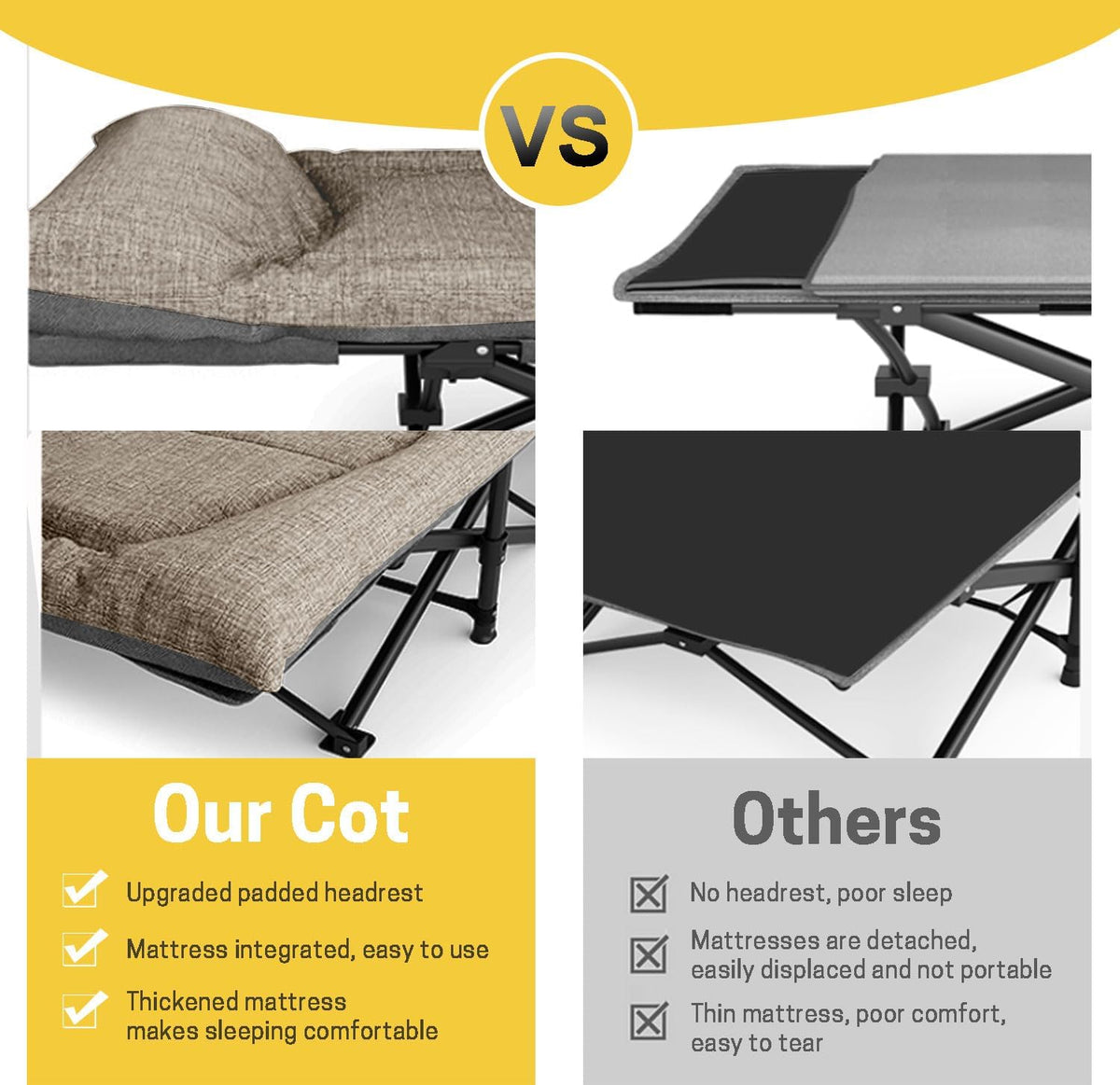 ATORPOK Folding Camping Cot with Cushion and Pillow B09YD2XJ66 image 3