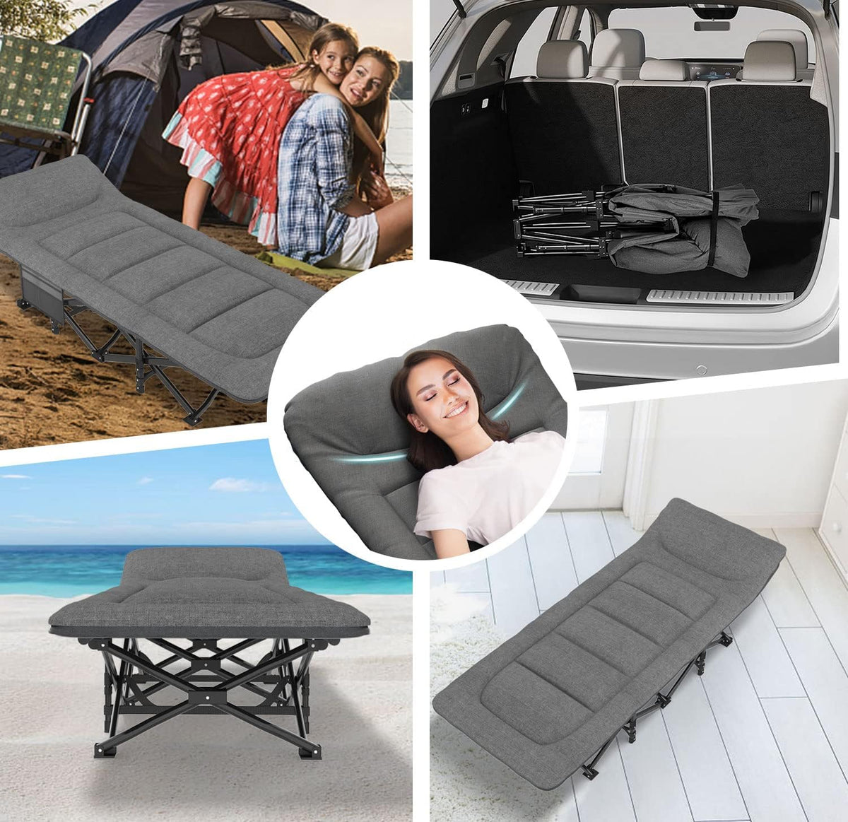 ATORPOK Folding Camping Cot with Cushion and Pillow B09YD21188 image 6