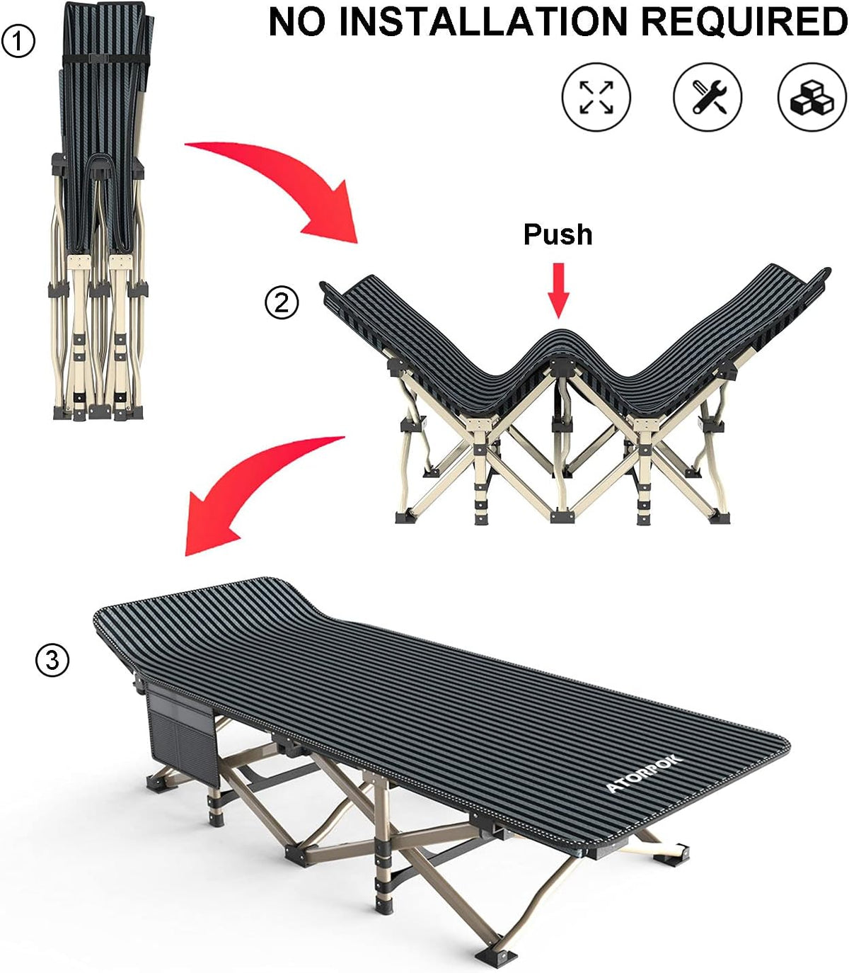 ATORPOK Folding Camping Cot with Contoured Headrest B096NH2K5P image 4