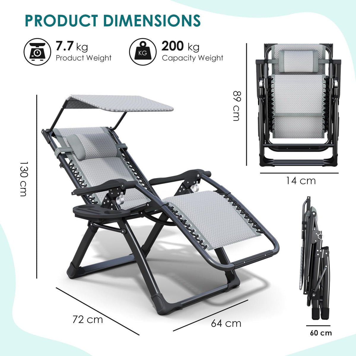 ATORPOK Padded Zero Gravity Chair with Canopy B0FH6TFZQN image 2