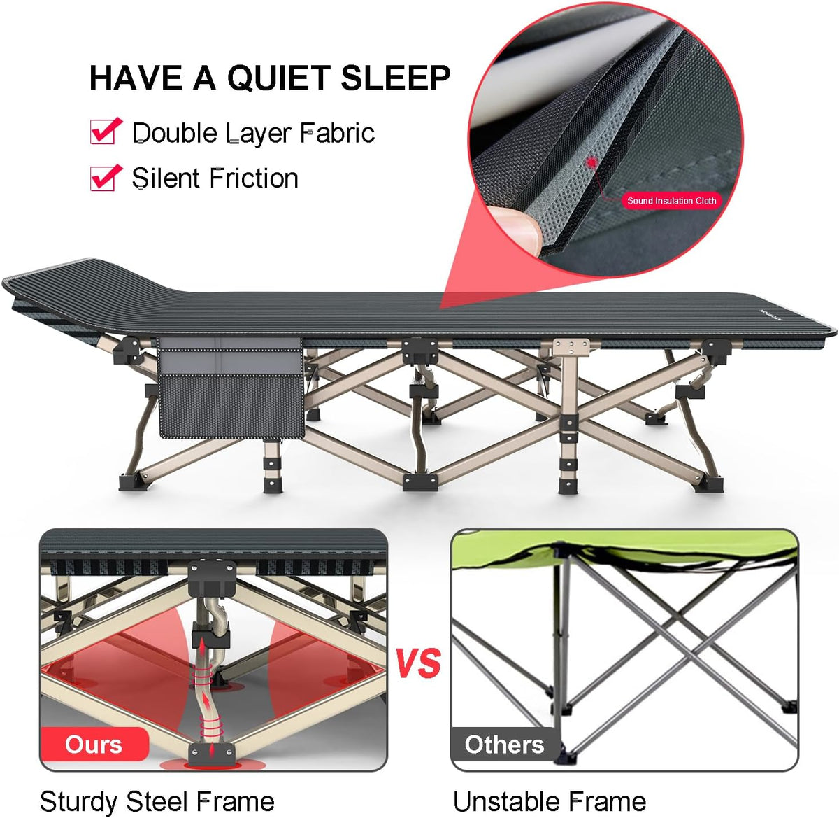 ATORPOK Folding Camping Cot with Contoured Headrest B096NH2K5P image 5