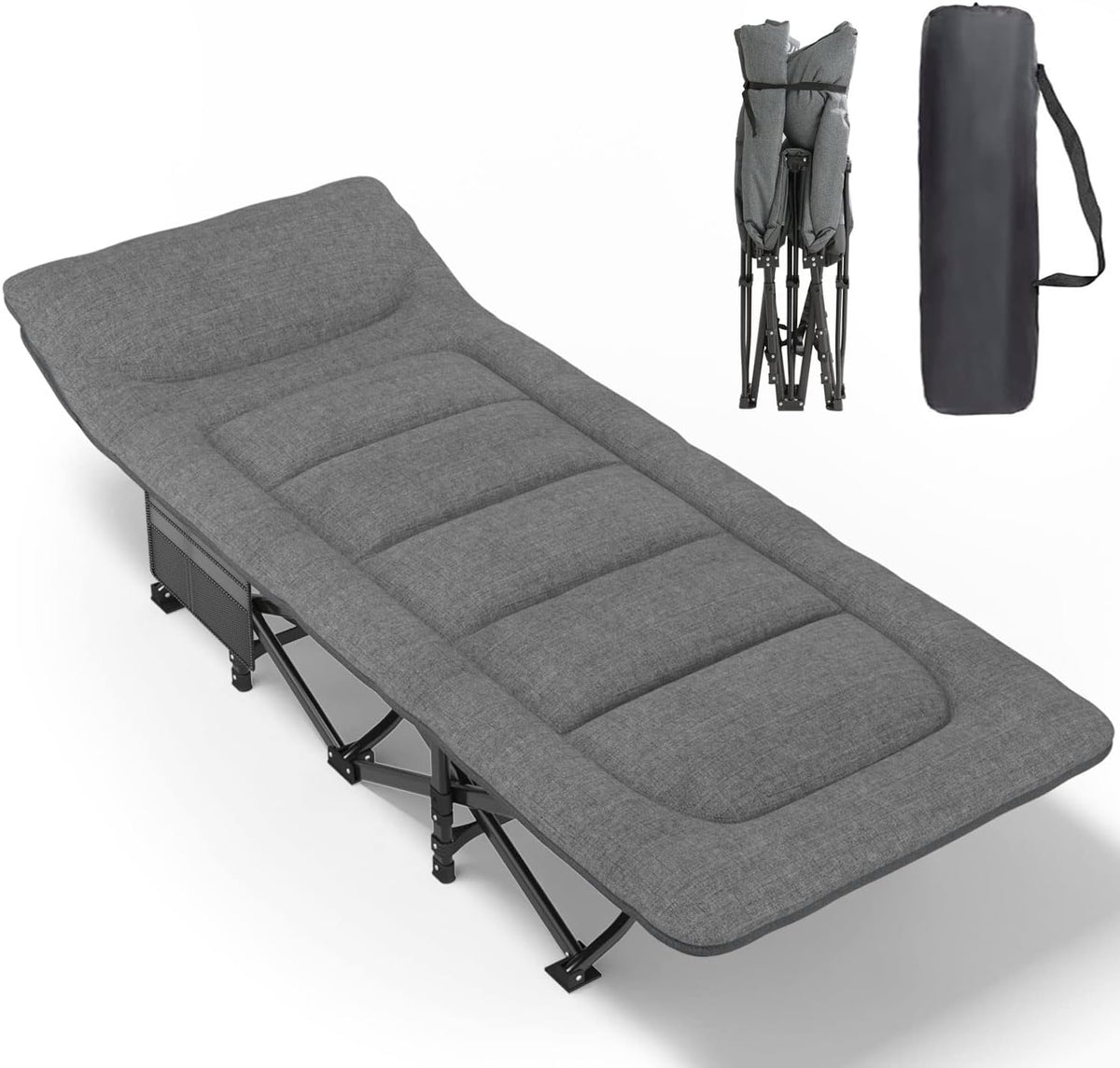 ATORPOK Folding Camping Cot with Cushion and Pillow B09YD21188 image 1