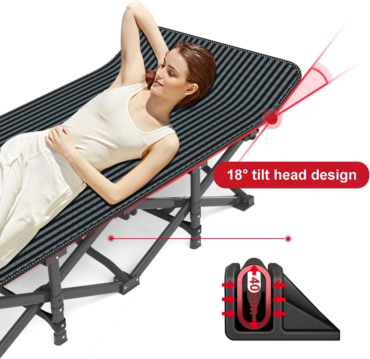 ATORPOK Folding Camping Cot with Removable Cushion B09MH9NT2K image 8
