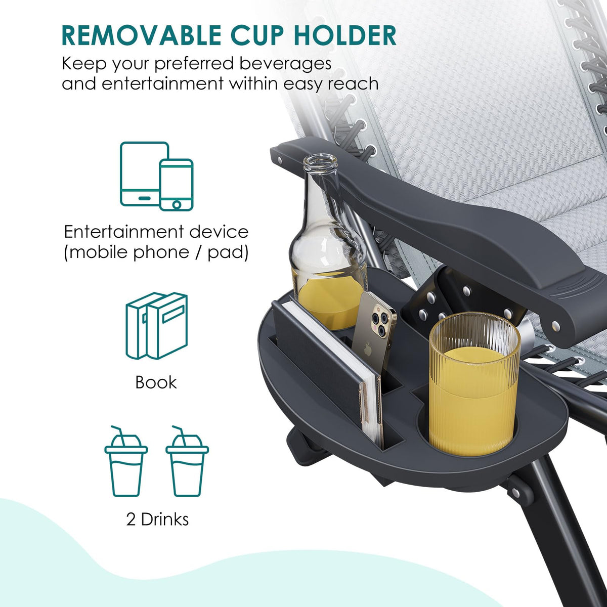 ATORPOK Padded Zero Gravity Chair with Canopy B0FH6TFZQN image 8