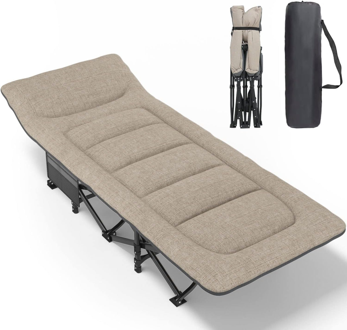 ATORPOK Folding Camping Cot with Cushion and Pillow B09YD2XJ66 image 1