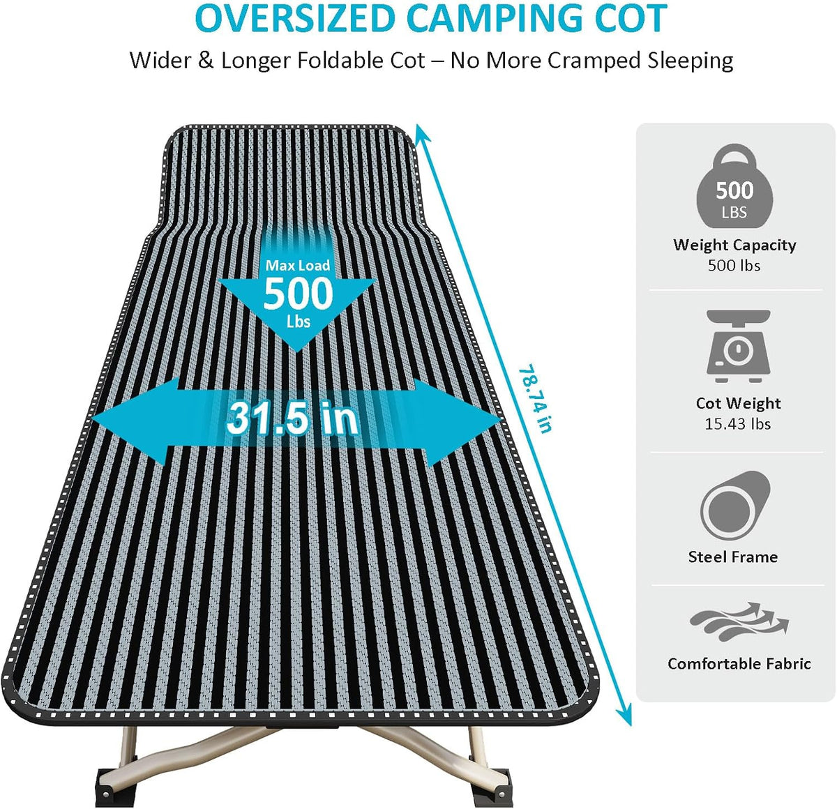 ATORPOK Folding Camping Cot with Contoured Headrest B0FBVDG4LZ image 3