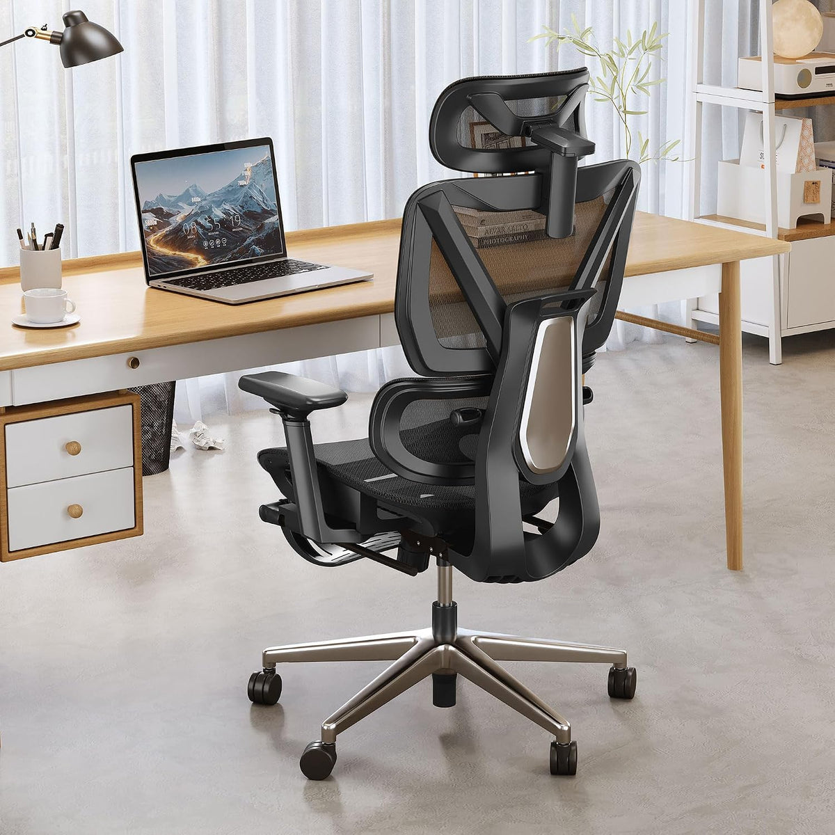 ATORPOK Reclining Mesh Office Chair with Footrest Black image 6
