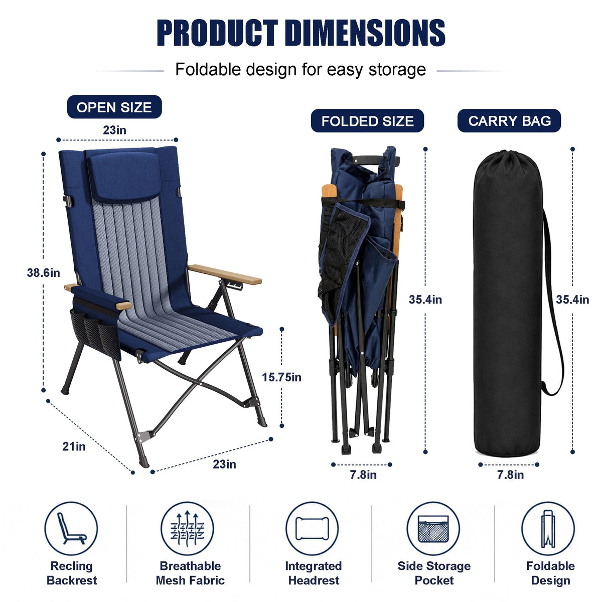 ATORPOK High Back Reclining Camping Chair B0GYVYVYK5 image 3