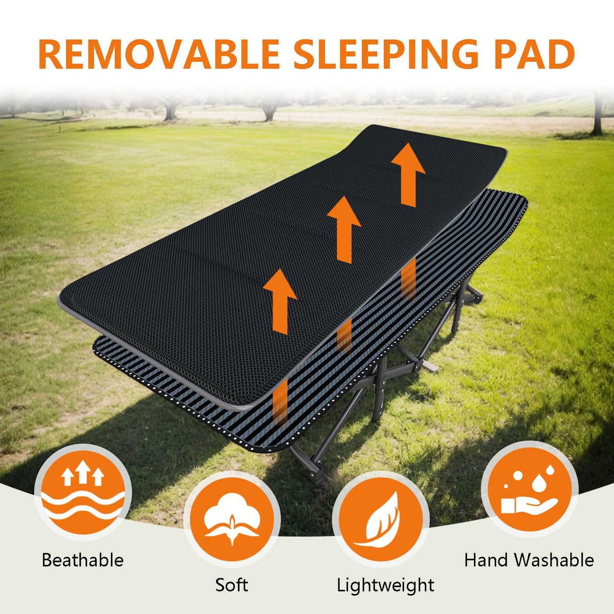 ATORPOK Folding Camping Cot with Removable Cushion B0FVXBNGFC image 7