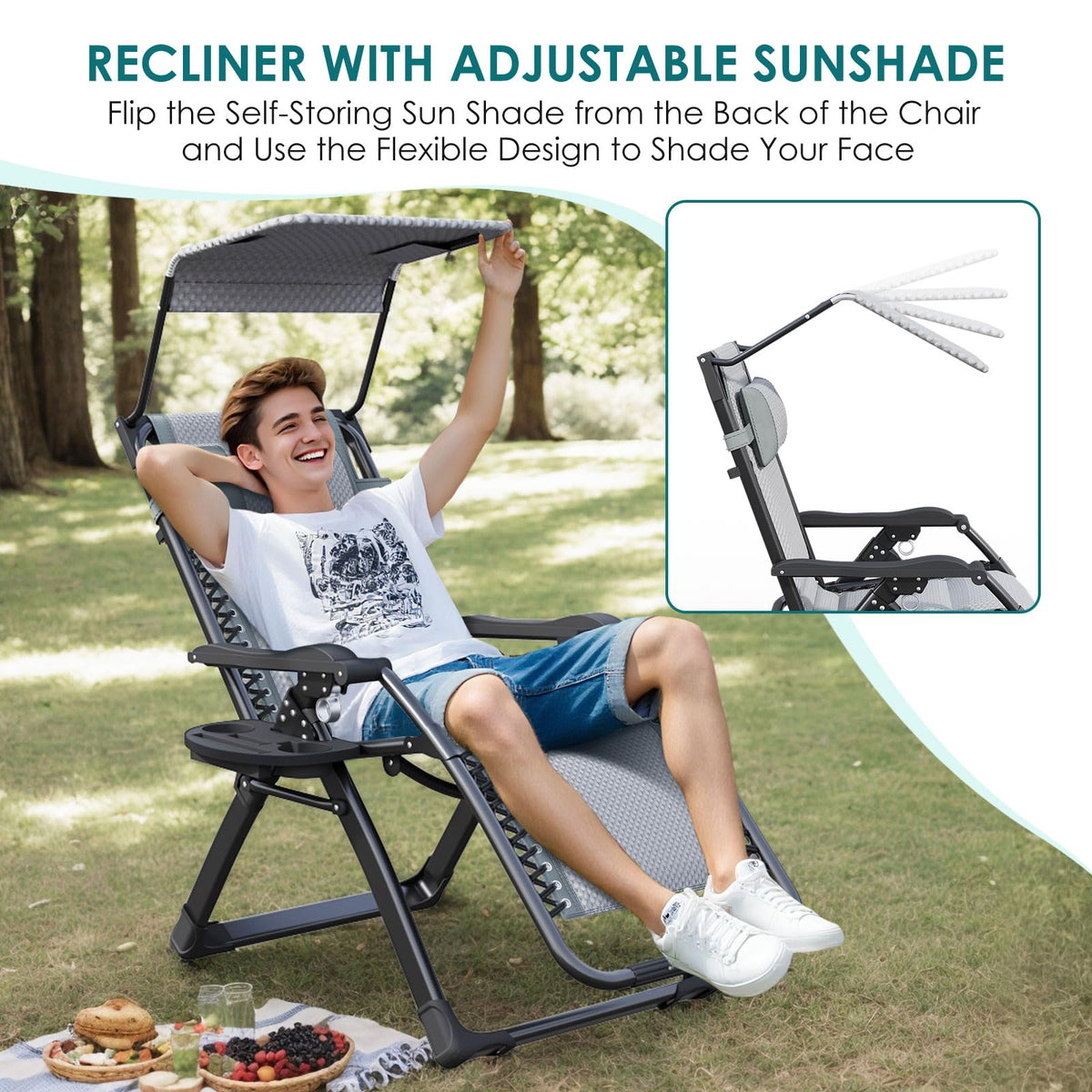ATORPOK Padded Zero Gravity Chair with Canopy B0FH6TFZQN image 6