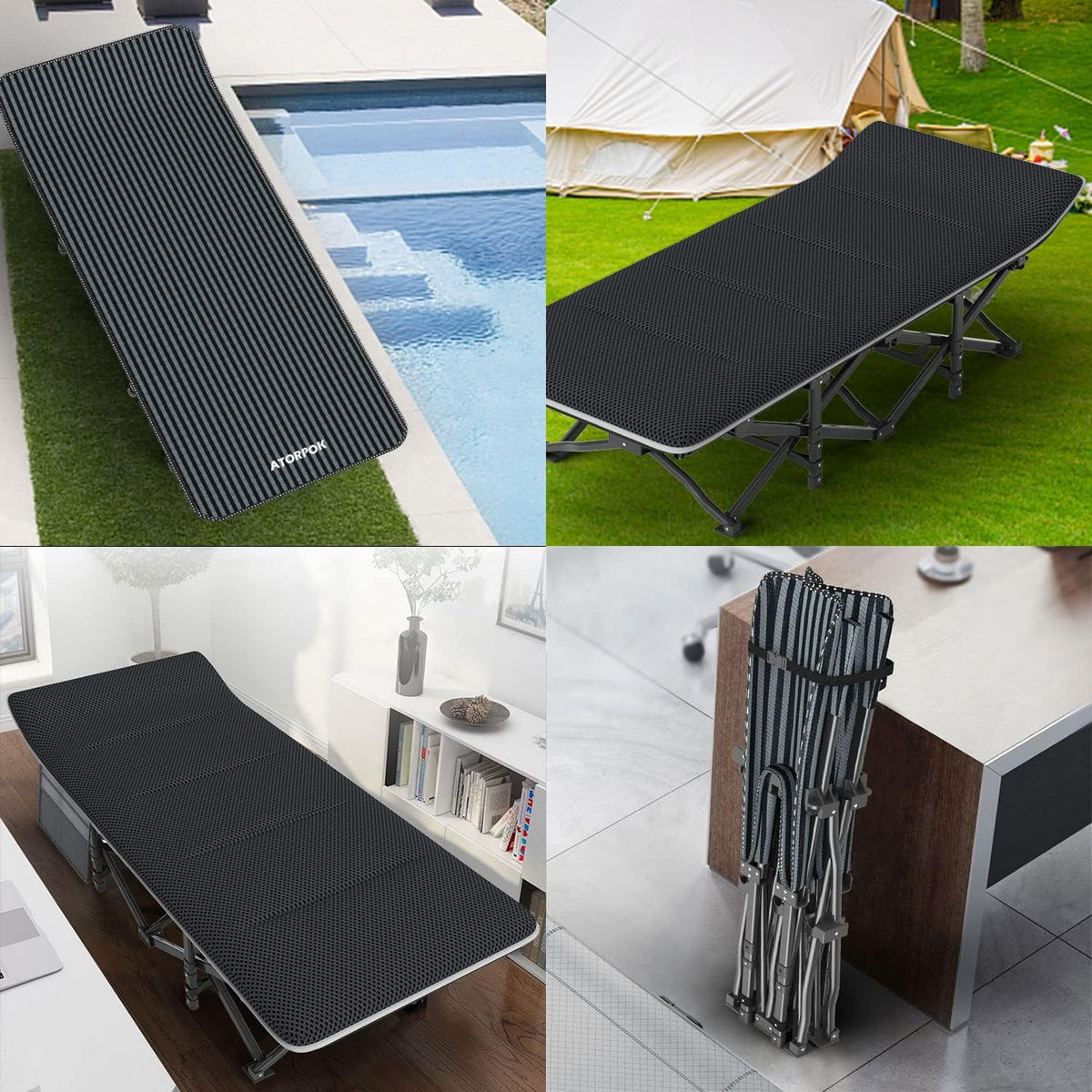 ATORPOK Folding Camping Cot with Removable Cushion B09MH9NT2K image 6