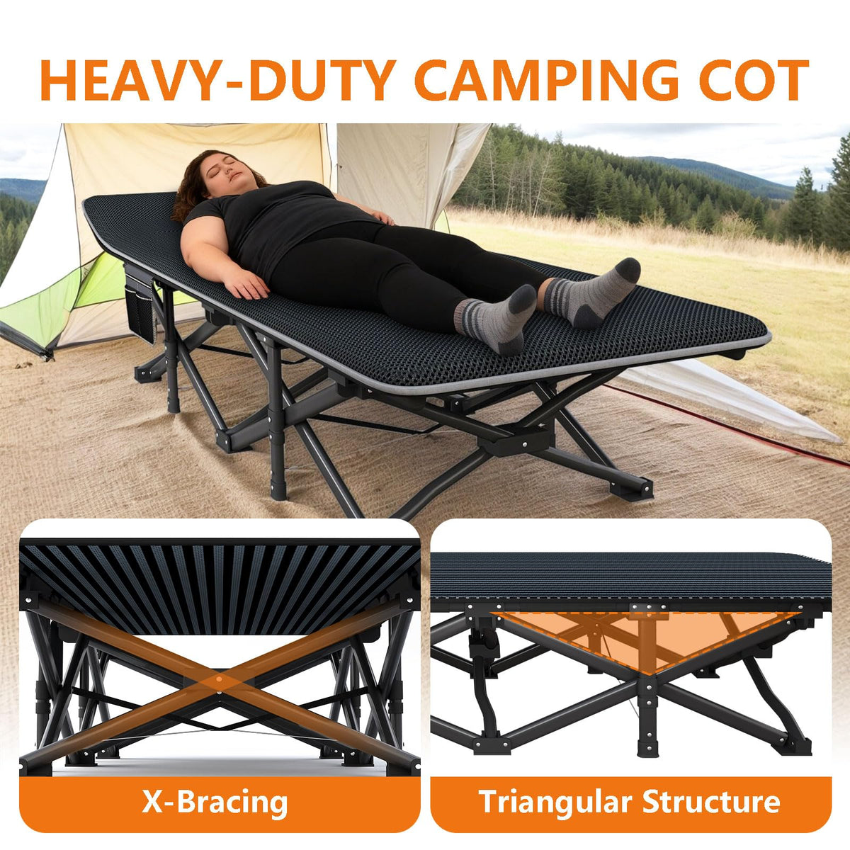 ATORPOK Folding Camping Cot with Removable Cushion B0FVXBNGFC image 6