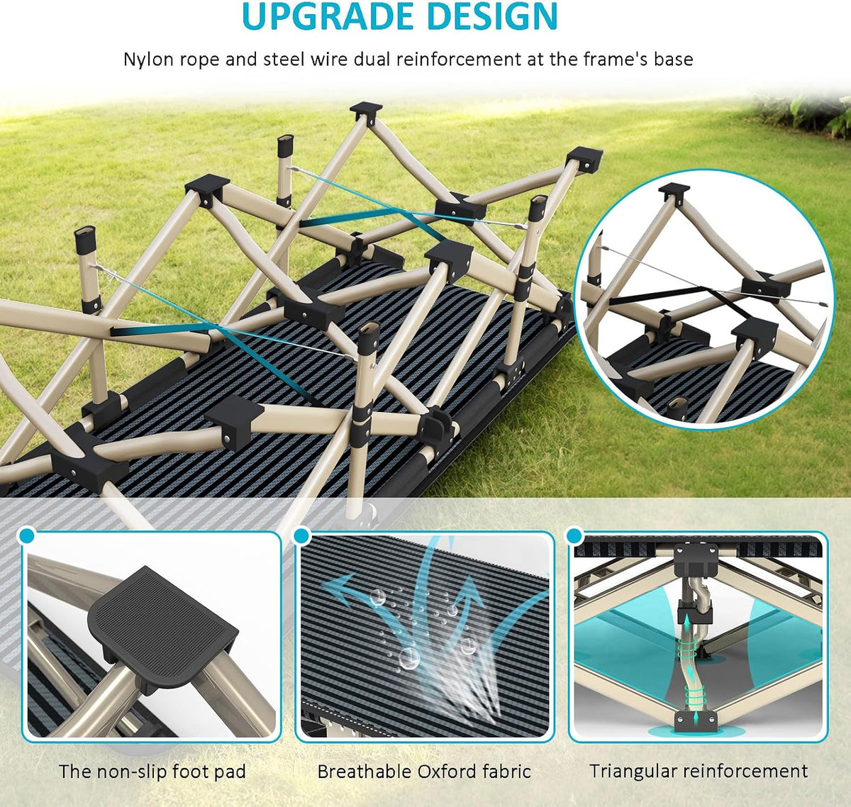 ATORPOK Folding Camping Cot with Contoured Headrest B0FBVDG4LZ image 5